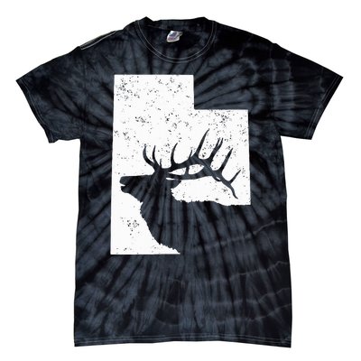 Utah Elk Hunting Bull Elk State Shape Tie-Dye T-Shirt