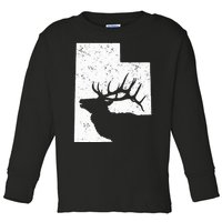 Utah Elk Hunting Bull Elk State Shape Toddler Long Sleeve Shirt