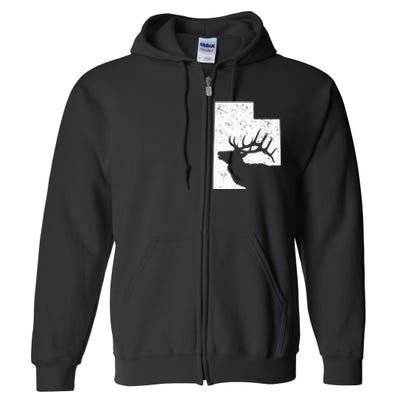 Utah Elk Hunting Bull Elk State Shape Full Zip Hoodie