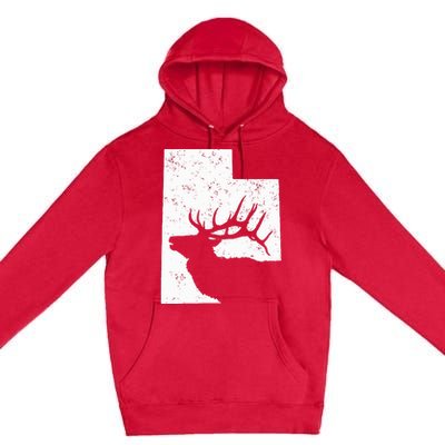 Utah Elk Hunting Bull Elk State Shape Premium Pullover Hoodie