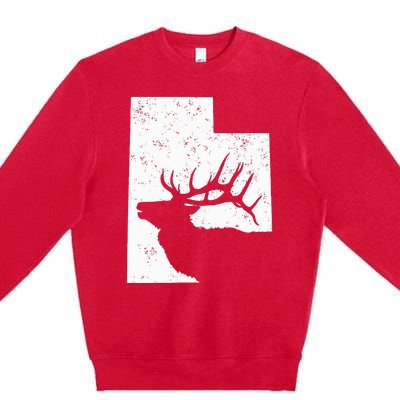 Utah Elk Hunting Bull Elk State Shape Premium Crewneck Sweatshirt