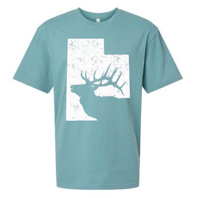 Utah Elk Hunting Bull Elk State Shape Sueded Cloud Jersey T-Shirt