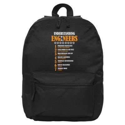 Understanding Engineers Lists Distressed Funny Engineer Gift 16 in Basic Backpack