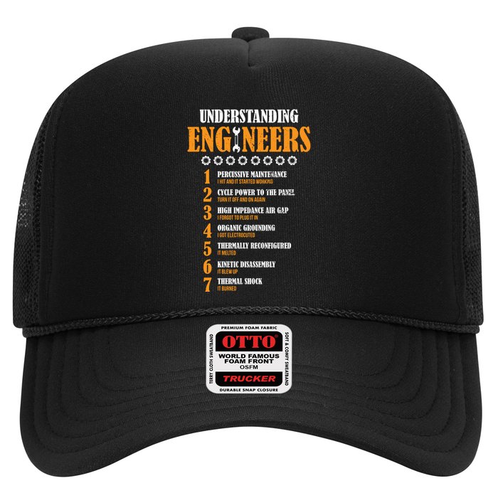 Understanding Engineers Lists Distressed Funny Engineer Gift Trucker Hat