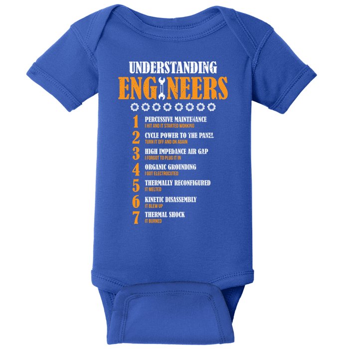 Understanding Engineers Lists Distressed Funny Engineer Gift Baby Bodysuit