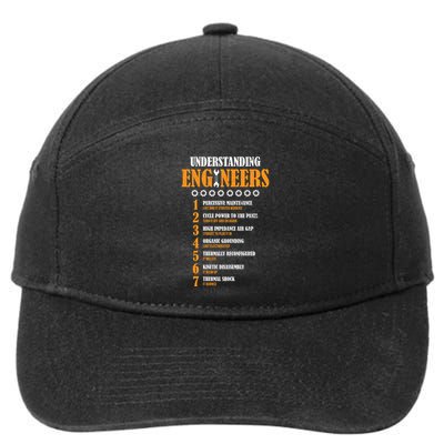 Understanding Engineers Lists Distressed Funny Engineer Funny Gift 7-Panel Snapback Hat