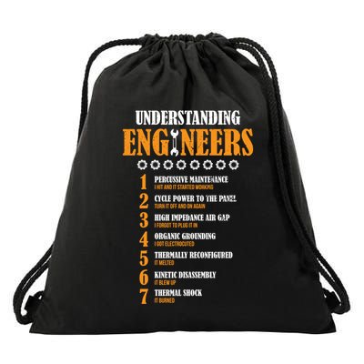 Understanding Engineers Lists Distressed Funny Engineer Funny Gift Drawstring Bag