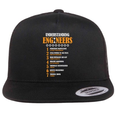 Understanding Engineers Lists Distressed Funny Engineer Funny Gift Flat Bill Trucker Hat