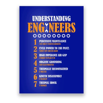 Understanding Engineers Lists Distressed Funny Engineer Funny Gift Poster