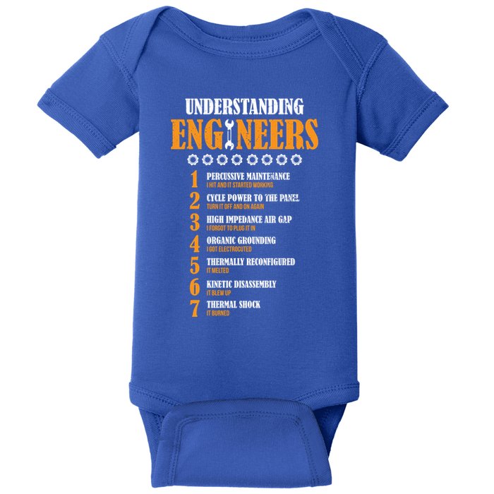 Understanding Engineers Lists Distressed Funny Engineer Funny Gift Baby Bodysuit