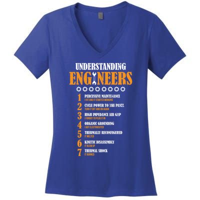 Understanding Engineers Lists Distressed Funny Engineer Funny Gift Women's V-Neck T-Shirt