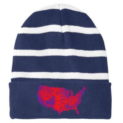 Usa Election Map 2024 President Trump Republican Red States Striped Beanie with Solid Band