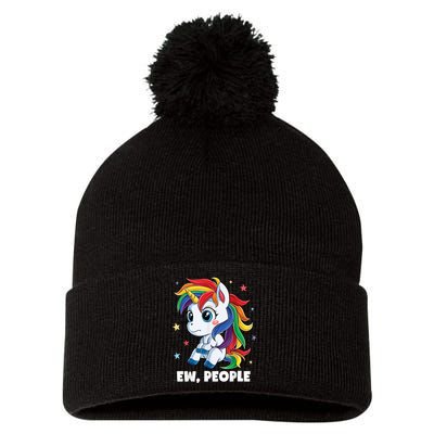 Unicorn Ew People Girls Kids Funny Rainbow Unicorns Pom Pom 12in Knit Beanie