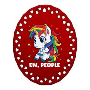 Unicorn Ew People Girls Kids Funny Rainbow Unicorns Ceramic Oval Ornament