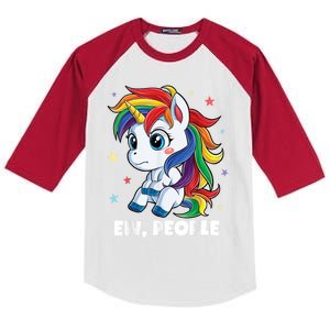 Unicorn Ew People Girls Kids Funny Rainbow Unicorns Kids Colorblock Raglan Jersey