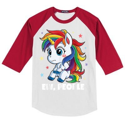 Unicorn Ew People Girls Kids Funny Rainbow Unicorns Kids Colorblock Raglan Jersey