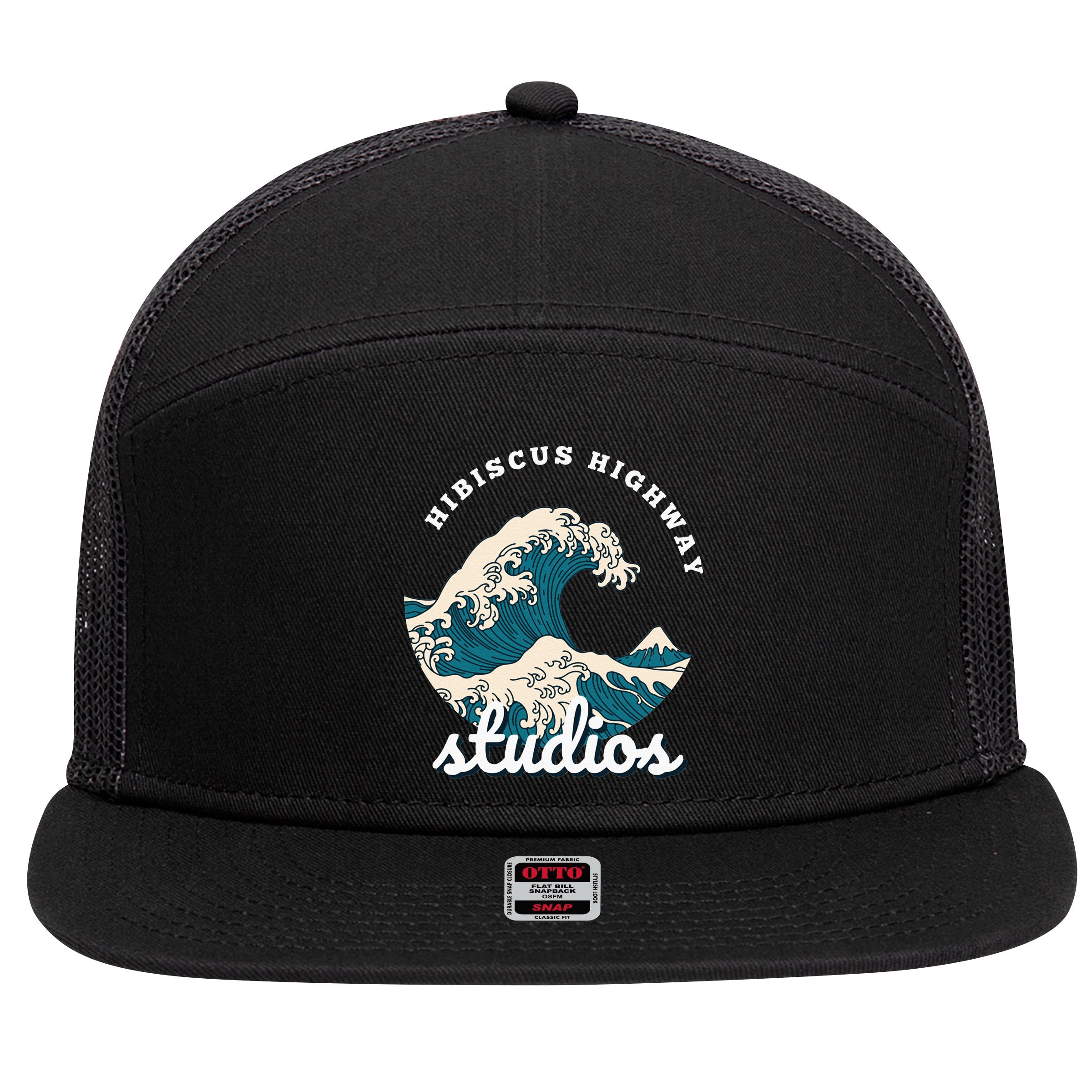 Ukiyo E Surf Wave 7 Panel Mesh Trucker Snapback Hat