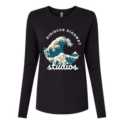 Ukiyo E Surf Wave Womens Cotton Relaxed Long Sleeve T-Shirt