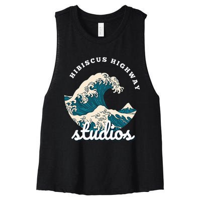 Ukiyo E Surf Wave Women's Racerback Cropped Tank