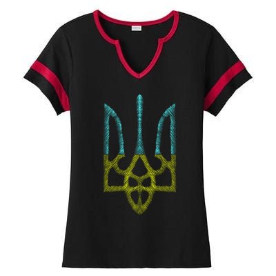 Ukraine Emblem Sketch Ladies Halftime Notch Neck Tee