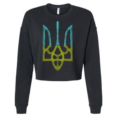 Ukraine Emblem Sketch Cropped Pullover Crew