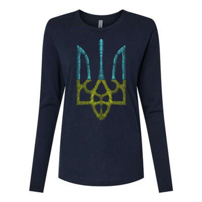 Ukraine Emblem Sketch Womens Cotton Relaxed Long Sleeve T-Shirt