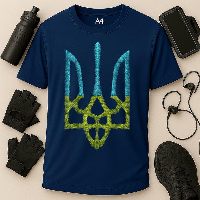 Ukraine Emblem Sketch Cooling Performance Crew T-Shirt