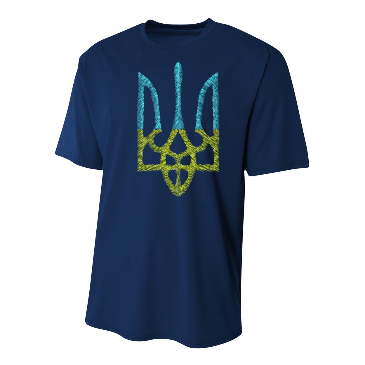 Ukraine Emblem Sketch Youth Performance Sprint T-Shirt