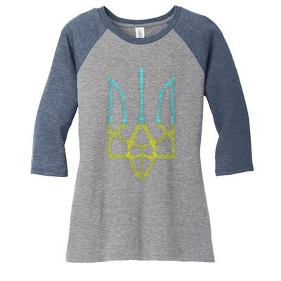 Ukraine Emblem Sketch Women's Tri-Blend 3/4-Sleeve Raglan Shirt