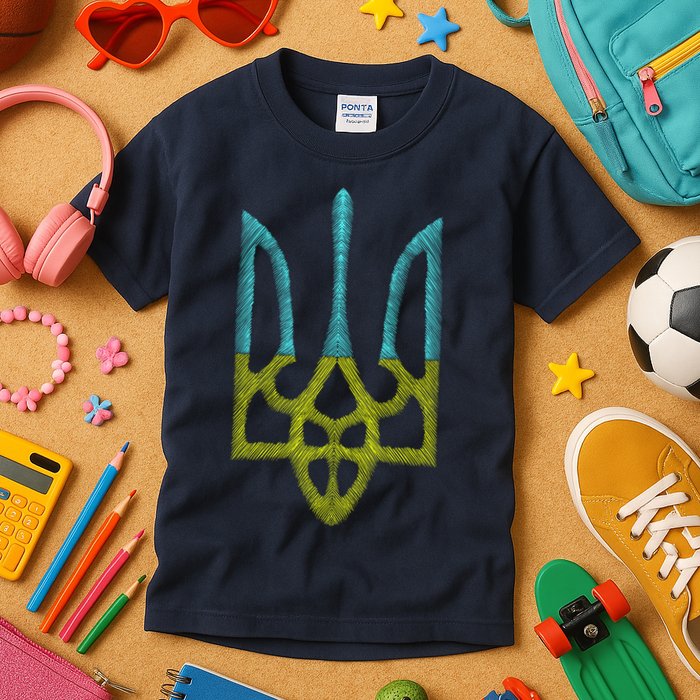 Ukraine Emblem Sketch Kids T-Shirt