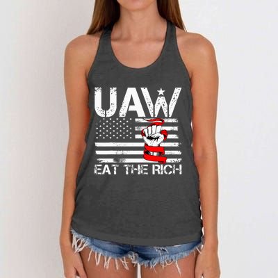 uaw eat the rich Women's Knotted Racerback Tank