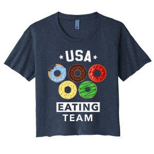 Usa Eating Team Foodie Donut Party Women's Crop Top Tee