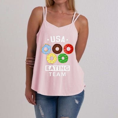 Usa Eating Team Foodie Donut Party Women's Strappy Tank