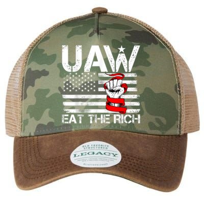 Uaw Eat The Rich Vintage America Flag Legacy Tie Dye Trucker Hat