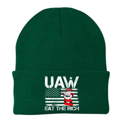 Uaw Eat The Rich Vintage America Flag Knit Cap Winter Beanie