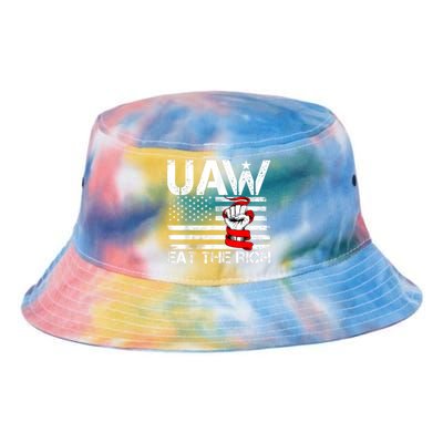 Uaw Eat The Rich Vintage America Flag Tie Dye Newport Bucket Hat