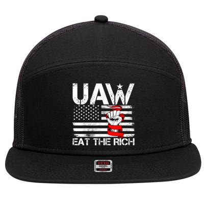 Uaw Eat The Rich Vintage America Flag 7 Panel Mesh Trucker Snapback Hat