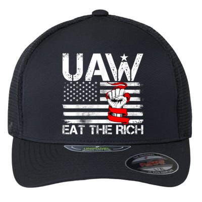 Uaw Eat The Rich Vintage America Flag Flexfit Unipanel Trucker Cap