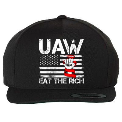 Uaw Eat The Rich Vintage America Flag Wool Snapback Cap