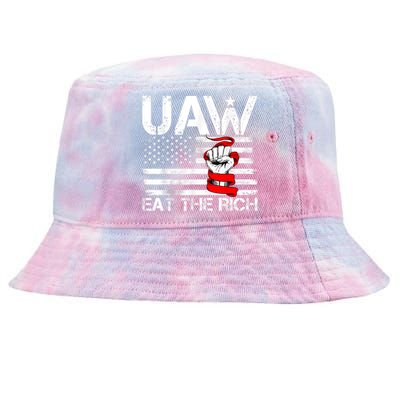 Uaw Eat The Rich Vintage America Flag Tie-Dyed Bucket Hat