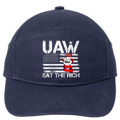 Uaw Eat The Rich Vintage America Flag 7-Panel Snapback Hat