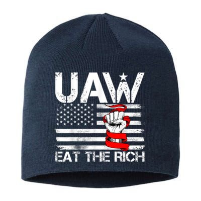 Uaw Eat The Rich Vintage America Flag Sustainable Beanie