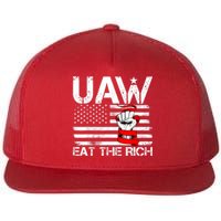 Uaw Eat The Rich Vintage America Flag Flat Bill Trucker Hat