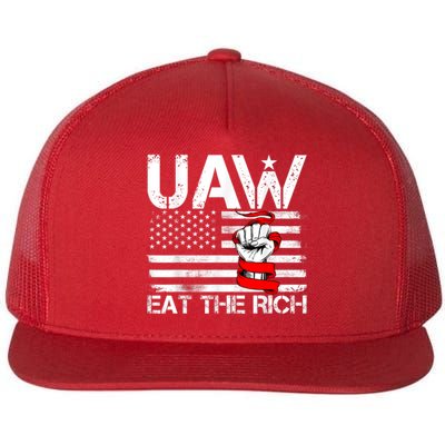 Uaw Eat The Rich Vintage America Flag Flat Bill Trucker Hat