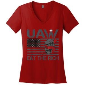 Uaw Eat The Rich Us Flag Women's V-Neck T-Shirt