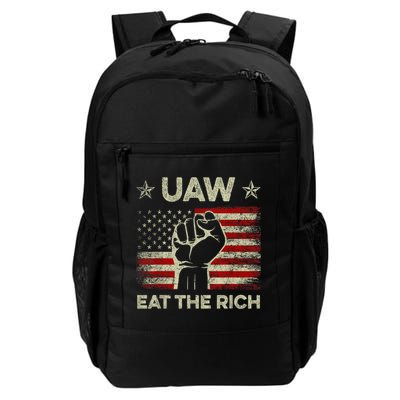 Uaw Eat The Rich Uaw Strong Uaw Proud Union Vintage Us Flag Backpack