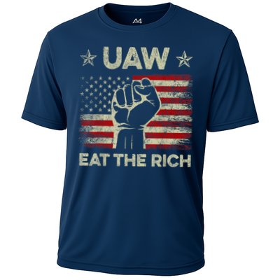 Uaw Eat The Rich Uaw Strong Uaw Proud Union Vintage Us Flag Performance Shirt