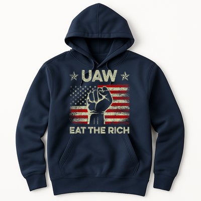 Uaw Eat The Rich Uaw Strong Uaw Proud Union Vintage Us Flag Hoodie