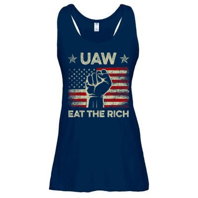 Uaw Eat The Rich Uaw Strong Uaw Proud Union Vintage Us Flag Ladies Essential Flowy Tank