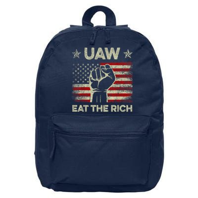 Uaw Eat The Rich Uaw Strong Uaw Proud Union Vintage Us Flag 16 in Basic Backpack
